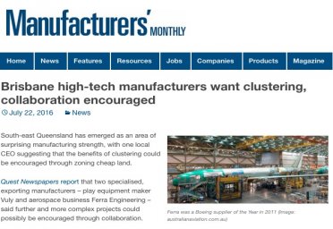 Brisbane tech manufacturers want clustering, collaboration encouraged